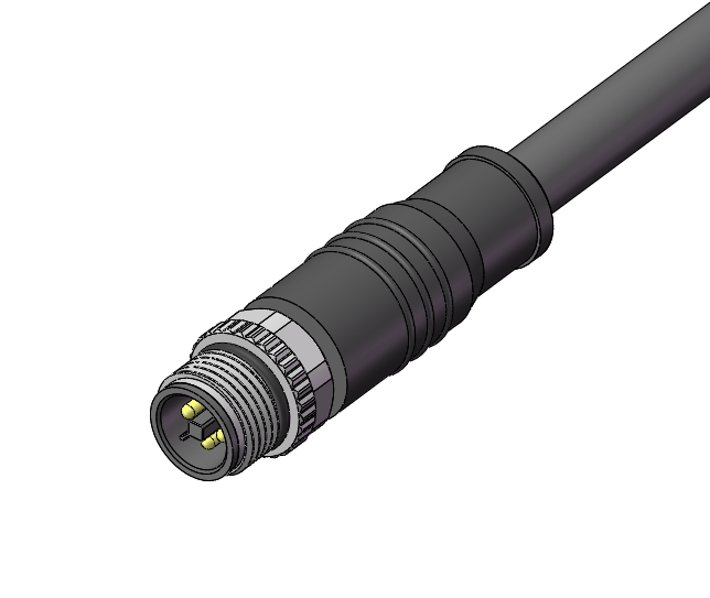 M12 预浇铸线缆连接器，针，芯数：4，焊接，T扣，直，IP67