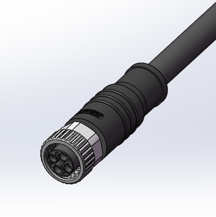 M12 预浇铸线缆连接器，孔，芯数：4(3+PE)，焊接，S扣，直，IP67