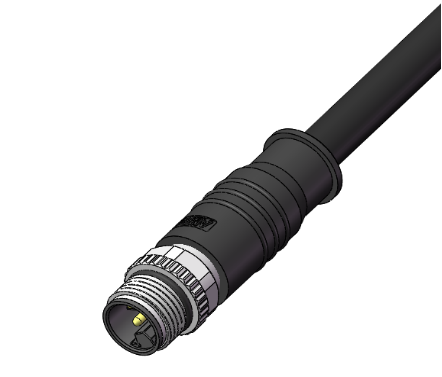 M12 预浇铸线缆连接器，针，芯数: 2，焊接，L扣，直，IP67